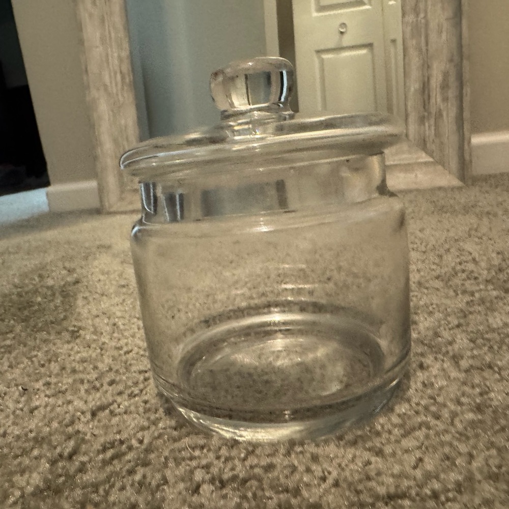 Clear Glass Storage Jar with Lid Glass jar lid apothecary container make up